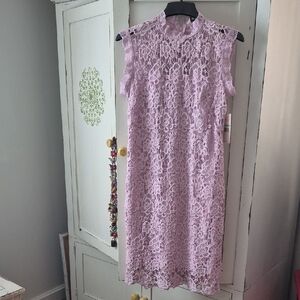 Nanette Lepore Purple Sleeveless Sheath Dress Mock Neck